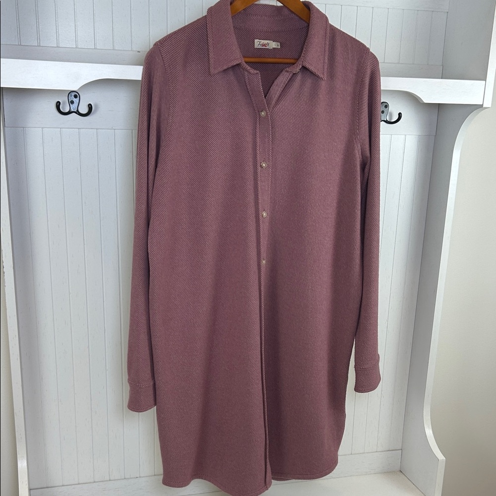 Faherty Legend Sweater Shirt Dress Dusty Mauve M